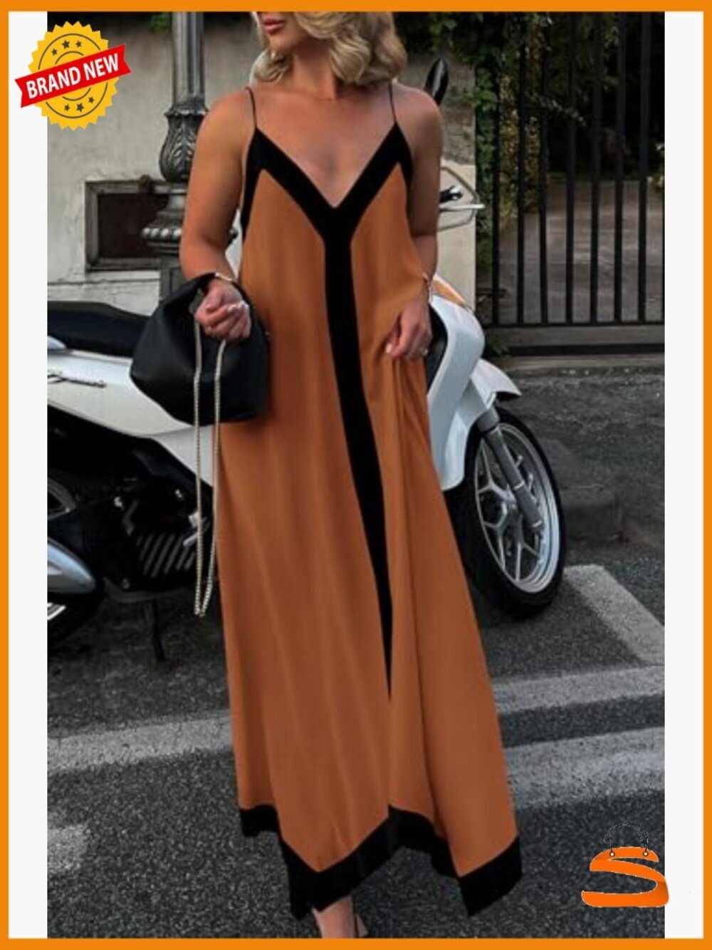Sleeveless V-Neck Spaghetti Strap Maxi Dress with Pockets - Picture 6 of 7